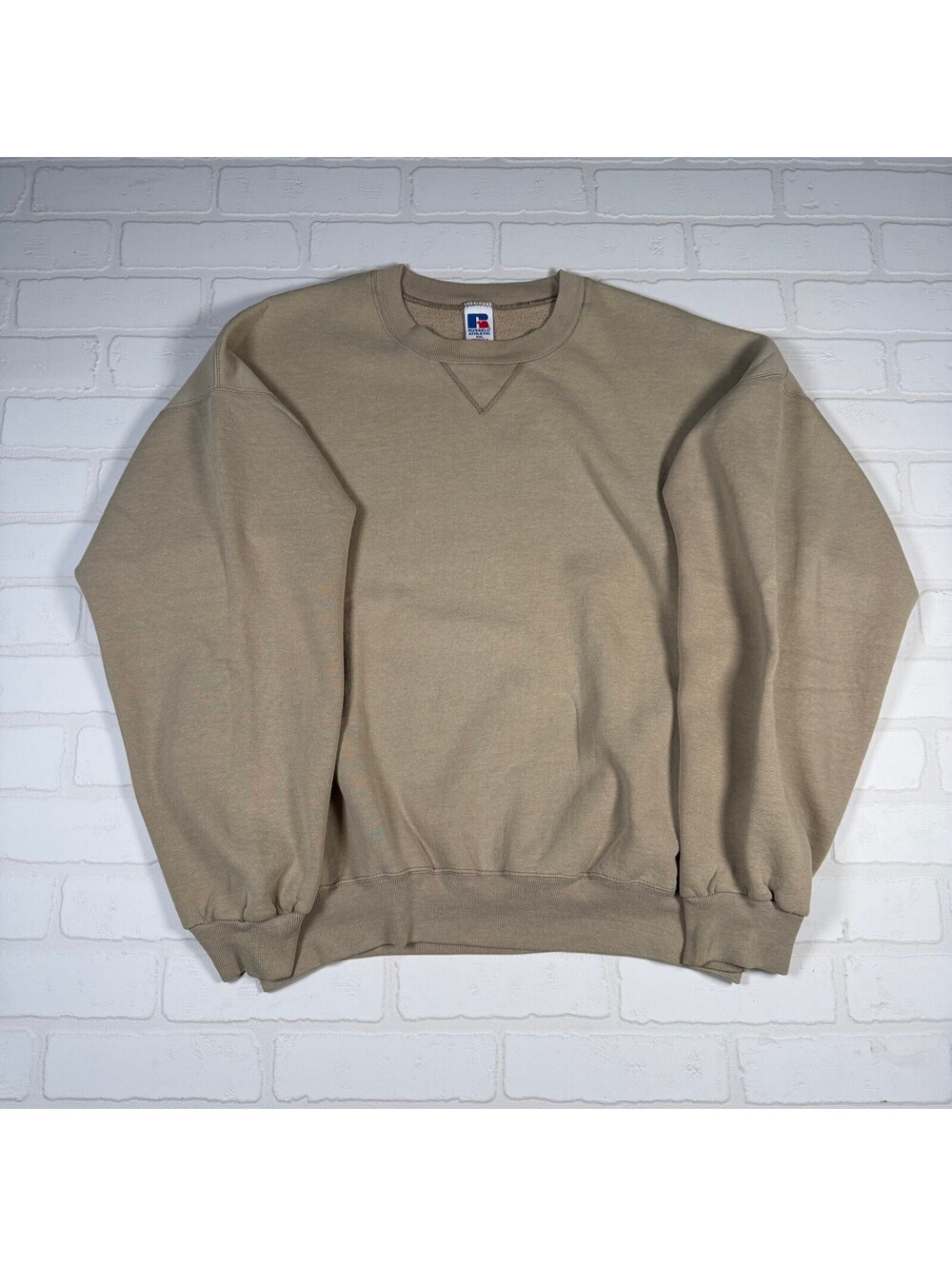 Vintage Y2K Russell Athletic Crewneck Blank Sweatshirt Size XXL Beige Khaki